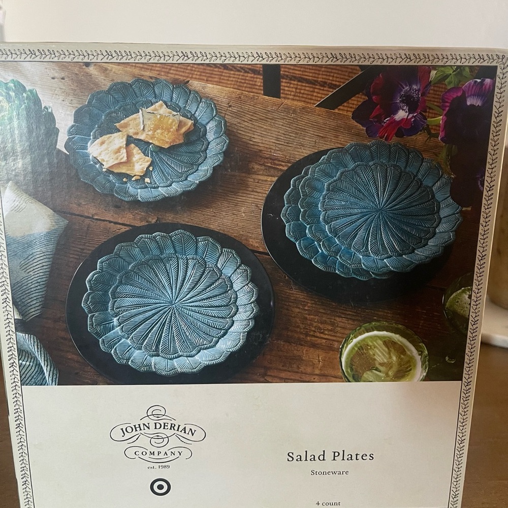 John Derian for Target 4 piece 9” Stoneware Feather Salad Plates (Set of 4) - Picture 6 of 8
